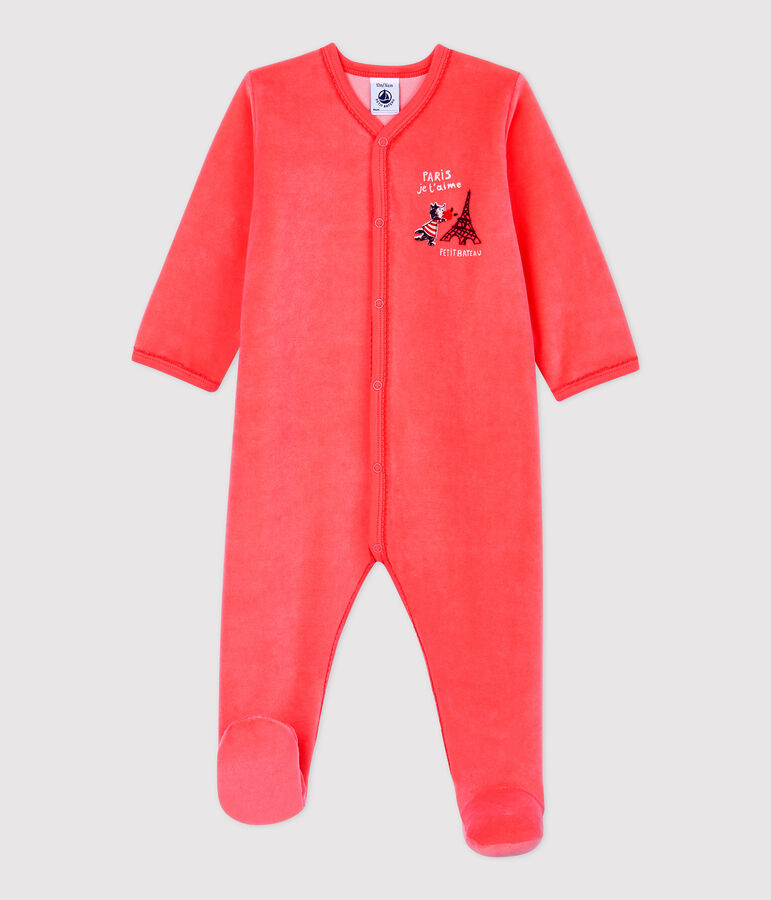 Baby-Strampler aus Velours orange PEACHY